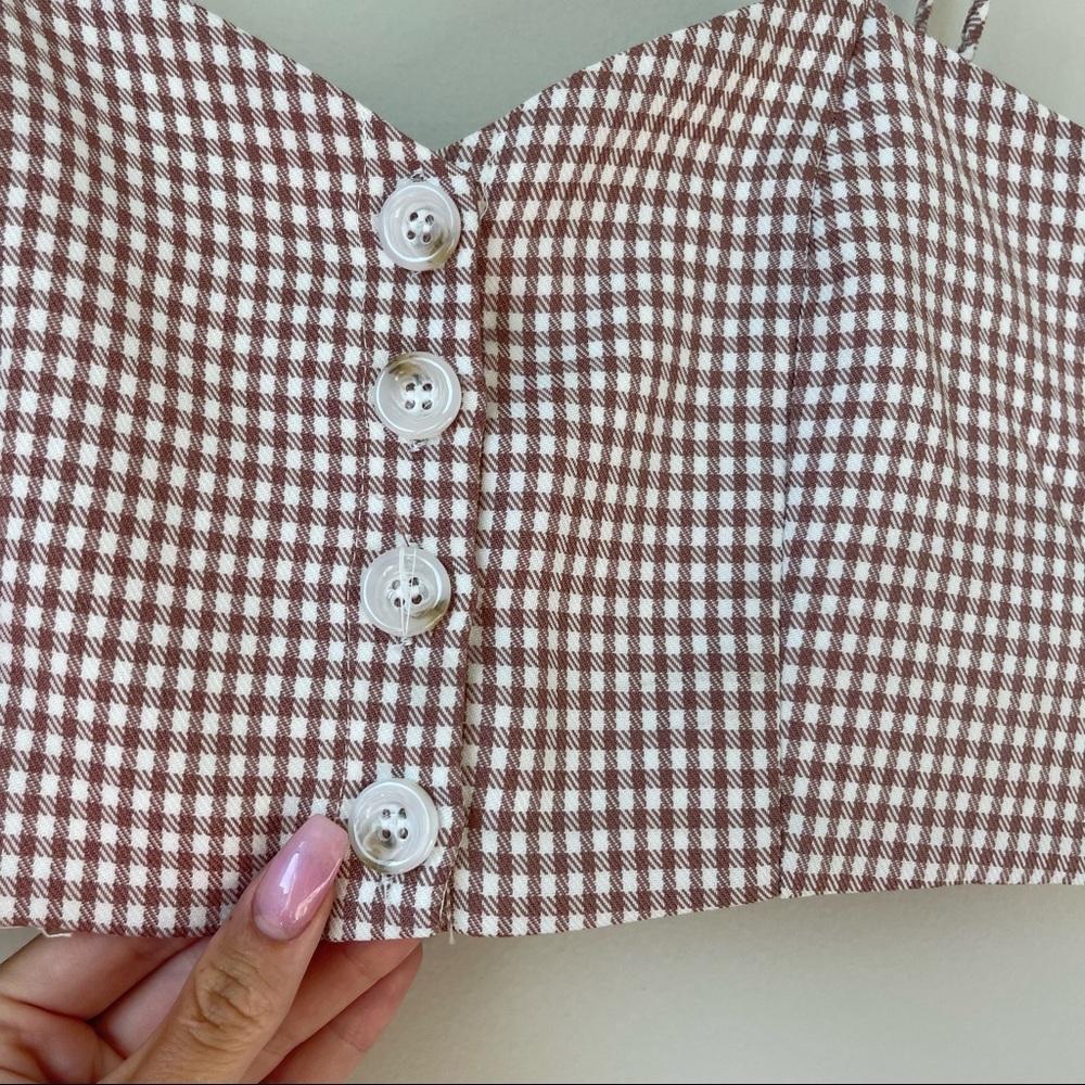 Superdown Checkered Button Crop Top - image 3